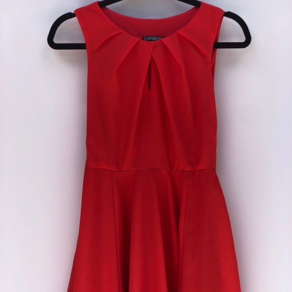 Express Flared Keyhole Neck Red Dress - Picture 6 of 7